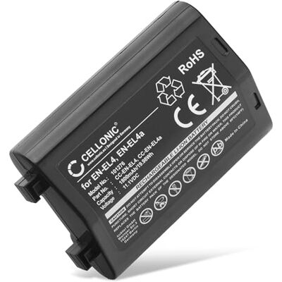 subtel CELLONIC, Batería para Cámara, Compatible con Nikon D3, EN-EL4a, D3s, EN-EL4, D2X, D3X, F6 (11.1V, 1800mAh) subtel CELLONIC, Batería para Cámara, Compatible con Nikon D3, EN-EL4a, D3s, EN-EL4, D2X, D3X, F6 (11.1V, 1800mAh)