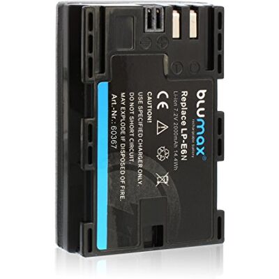 Blumax Batería LP-E6N Compatible con Canon EOS-R, EOS R, EOS 60D, EOS 70D, EOS 80D, EOS 6D, EOS 60D, EOS 70D, EOS 5D Mark III 2000mAh 7.2V 14.4Wh Blumax Batería LP-E6N Compatible con Canon EOS-R, EOS R, EOS 60D, EOS 70D, EOS 80D, EOS 6D, EOS 60D, EOS 70D, EOS 5D Mark III 2000mAh 7.2V 14.4Wh
