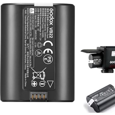 GODOX VB22 Batería de Litio (7.2V 2200mAh) con Puerto de Carga USB-C – Batería de Repuesto para Flashes V1 Mid, Serie V480 y Serie V350 (C/S/N/O/F) GODOX VB22 Batería de Litio (7.2V 2200mAh) con Puerto de Carga USB-C – Batería de Repuesto para Flashes V1 Mid, Serie V480 y Serie V350 (C/S/N/O/F)