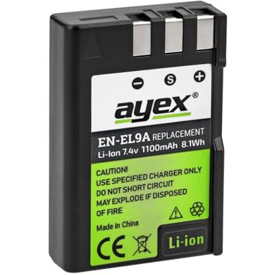 ayex EN-EL9a Batería compatible con Nikon D40 D40x D60 D3000 D5000 potente y fiable ayex EN-EL9a Batería compatible con Nikon D40 D40x D60 D3000 D5000 potente y fiable