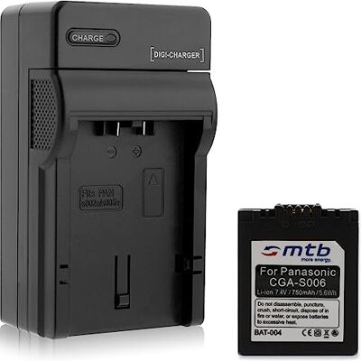 mtb more energy Batería + Cargador para Panasonic CGA-S006 / Lumix DMC-FZ7 FZ8 FZ18 FZ28 FZ30 FZ38 FZ50... / Leica V-Lux 1 mtb more energy Batería + Cargador para Panasonic CGA-S006 / Lumix DMC-FZ7 FZ8 FZ18 FZ28 FZ30 FZ38 FZ50... / Leica V-Lux 1
