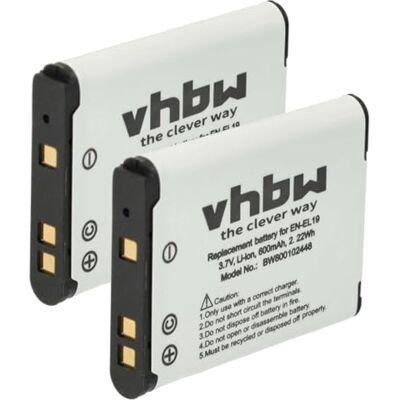 vhbw 2X batería Compatible con Nikon Coolpix A300 A100, S2800, S2700, S2750, S2500, S100, S2600, S2550 cámara (600 mAh, 3,7 V, Li-Ion) vhbw 2X batería Compatible con Nikon Coolpix A300 A100, S2800, S2700, S2750, S2500, S100, S2600, S2550 cámara (600 mAh, 3,7 V, Li-Ion)