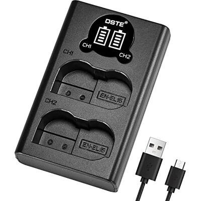Generic DSTE EN-EL15 Cargador rápido dual USB con pantalla LCD compatible con Nikon D600, D610, D750, D800, D800E, D810A, D7000, D7100, D7200 Generic DSTE EN-EL15 Cargador rápido dual USB con pantalla LCD compatible con Nikon D600, D610, D750, D800, D800E, D810A, D7000, D7100, D7200