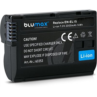 Blumax Batería Reemplaza Nikon EN-EL15 EN-EL15a 2000mAh Compatible con DSLR D7200 D750 D500 D7000 D800 D810 D810e D600 D610 D7100 D850 D7500 Blumax Batería Reemplaza Nikon EN-EL15 EN-EL15a 2000mAh Compatible con DSLR D7200 D750 D500 D7000 D800 D810 D810e D600 D610 D7100 D850 D7500