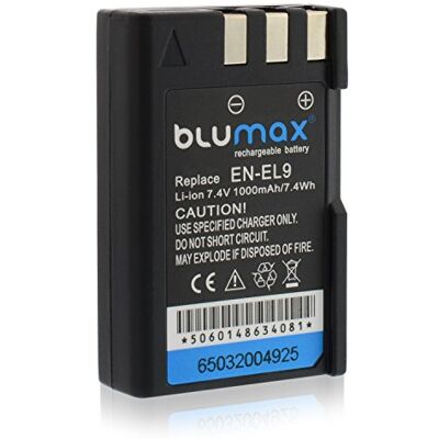 Blumax Batería compatible con Nikon D3000, D40, D40x, D5000, D60, D 3000, D 40, D 40x, D 5000, D 60 100 % compatible con la batería original en-el9 en-EL 9 EN-EL9e EN-EL9 e, EN-EL9a, EN-EL9 a (1000 mAh) Blumax Batería compatible con Nikon D3000, D40, D40x, D5000, D60, D 3000, D 40, D 40x, D 5000, D 60 100 % compatible con la batería original en-el9 en-EL 9 EN-EL9e EN-EL9 e, EN-EL9a, EN-EL9 a (1000 mAh)