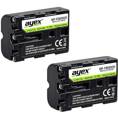 ayex NP-FM500H Batería 2 Unidades, Compatible con, por Ejemplo, Sony Alpha SLT-A99 II A99 A77 A100 A500 A560 A700 A850 A900 – Potente para un Mayor Tiempo de Funcionamiento, Incluye ayex NP-FM500H Batería 2 Unidades, Compatible con, por Ejemplo, Sony Alpha SLT-A99 II A99 A77 A100 A500 A560 A700 A850 A900 – Potente para un Mayor Tiempo de Funcionamiento, Incluye