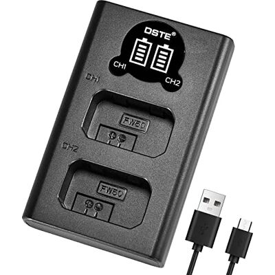 Generic DSTE Cargador rápido dual con pantalla LCD compatible con batería Sony NP-FW50 Generic DSTE Cargador rápido dual con pantalla LCD compatible con batería Sony NP-FW50