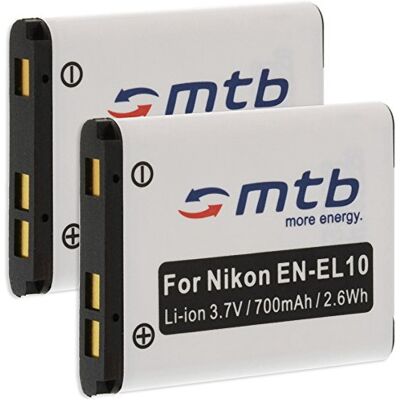 mtb more energy 2X Batería EN-EL10 Compatible con Nikon Coolpix S230, S500, S510, S520, S570, S600… Ver descripción mtb more energy 2X Batería EN-EL10 Compatible con Nikon Coolpix S230, S500, S510, S520, S570, S600… Ver descripción