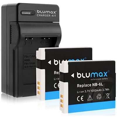 Blumax 1 cargador + 2 baterías para Canon NB-6L compatible con Canon PowerShot D30 SX170 SX240 SX260 SX270 SX280 SX500 SX510 SX520 SX530 SX600 SX610 SX700 SX710 S95 S10 0 S12 0 S200 cargador batería casa Blumax 1 cargador + 2 baterías para Canon NB-6L compatible con Canon PowerShot D30 SX170 SX240 SX260 SX270 SX280 SX500 SX510 SX520 SX530 SX600 SX610 SX700 SX710 S95 S10 0 S12 0 S200 cargador batería casa