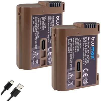 Blumax Juego de 2 baterías compatibles con Nikon EN-EL15c 2400 mAh - EN-EL15b EN-EL15a EN-EL15 – Conector de carga USB tipo C – Sensor NTC y carcasa V1 para Z8 Z7 II Zf Blumax Juego de 2 baterías compatibles con Nikon EN-EL15c 2400 mAh - EN-EL15b EN-EL15a EN-EL15 – Conector de carga USB tipo C – Sensor NTC y carcasa V1 para Z8 Z7 II Zf