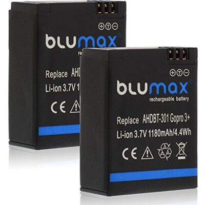 Blumax – Batería 1180 mAh – para GoPro Hero 3 Plus 3 +/ 3 Black, Silver, White –AHDBT-201, AHDBT-301, AHDBT-302, AHBBP-301, ACARC-001, AWALC-001. Blumax – Batería 1180 mAh – para GoPro Hero 3 Plus 3 +/ 3 Black, Silver, White –AHDBT-201, AHDBT-301, AHDBT-302, AHBBP-301, ACARC-001, AWALC-001.