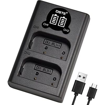 Generic DSTE BLX-1 Cargador rápido dual USB con pantalla LCD compatible con cámara Olympus OM-1 OM1 Generic DSTE BLX-1 Cargador rápido dual USB con pantalla LCD compatible con cámara Olympus OM-1 OM1