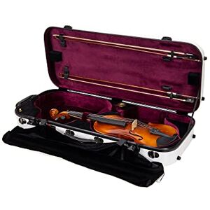 Crossrock Estuche Doble de Fibra de Vidrio para violín para Dos tamaños 4/4, Acabado Blanco Brillante, Cerradura TSA, Interior de Terciopelo Rojo, Funda Segura y Elegante para Profesionales y Crossrock Estuche Doble de Fibra de Vidrio para violín para Dos tamaños 4/4, Acabado Blanco Brillante, Cerradura TSA, Interior de Terciopelo Rojo, Funda Segura y Elegante para Profesionales y