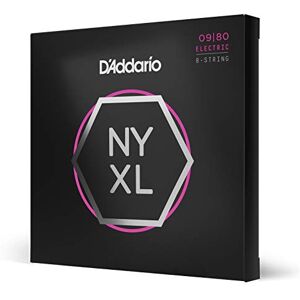D'Addario Cuerdas de guitarra eléctrica , NYXL niqueladas, , calibre superligero 09-80, juego de 8 cuerdas, paquete de 1, 1-Pack, Super Light, 8-String, 09-80 D'Addario Cuerdas de guitarra eléctrica , NYXL niqueladas, , calibre superligero 09-80, juego de 8 cuerdas, paquete de 1, 1-Pack, Super Light, 8-String, 09-80