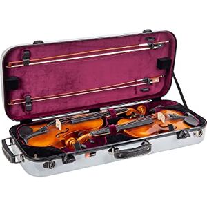 Crossrock Funda doble de fibra de vidrio para dos violines de tamaño completo con cerradura TSA, color plateado () Crossrock Funda doble de fibra de vidrio para dos violines de tamaño completo con cerradura TSA, color plateado ()