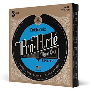 D'Addario Juego de cuerdas para guitarra clásica de nylon con entorchado de plata, .028- .044 (tensión alta) D'Addario Juego de cuerdas para guitarra clásica de nylon con entorchado de plata, .028- .044 (tensión alta)