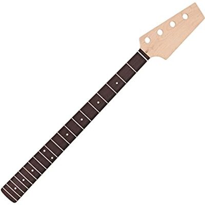 gear4music Recambio de mástil para guitarra baja de Palisandro 20 trastes Mástil de repuesto con diapasón de placado álamo, trastes lisados incluidos, cabezal sin forma gear4music Recambio de mástil para guitarra baja de Palisandro 20 trastes Mástil de repuesto con diapasón de placado álamo, trastes lisados incluidos, cabezal sin forma