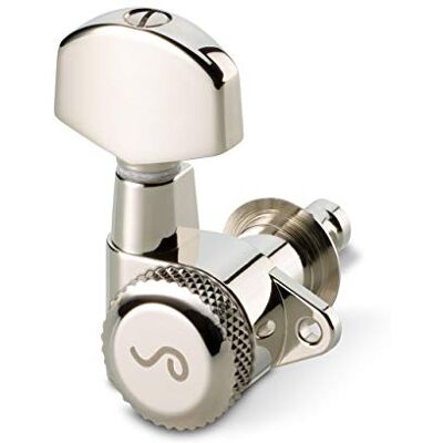 Schaller Clavijero M6 90 3 izquierdas/ 3 derechas, Husillo con bloqueo (19,5 mm), nickel Schaller Clavijero M6 90 3 izquierdas/ 3 derechas, Husillo con bloqueo (19,5 mm), nickel