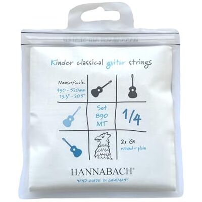 Hannabach Cuerdas de guitarra clásica Serie 890 MT para 1/4 guitarra para niños Escala: 49-52 cm ejecución con 2 cuerdas Sol3 890MT 1/4 Hannabach Cuerdas de guitarra clásica Serie 890 MT para 1/4 guitarra para niños Escala: 49-52 cm ejecución con 2 cuerdas Sol3 890MT 1/4