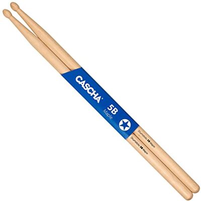 Cascha Maple 5B Baquetas de batería (12 pares de palos de madera de arce), diseño de cabeza ovalada Cascha Maple 5B Baquetas de batería (12 pares de palos de madera de arce), diseño de cabeza ovalada