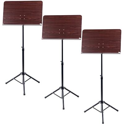 Classic Cantabile Atril Orquestal Heavy Caoba 3x Set, Unión prismática Construcción robusta de tubo con tres patas, Pies de goma antideslizantes, Peso: aprox. 3, 3 kg, Color: caoba Classic Cantabile Atril Orquestal Heavy Caoba 3x Set, Unión prismática Construcción robusta de tubo con tres patas, Pies de goma antideslizantes, Peso: aprox. 3, 3 kg, Color: caoba