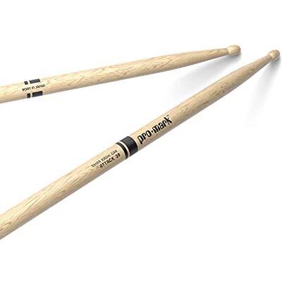 Promark Baquetas Classic Attack 2B de roble Shira Kashi, punta ovalada de madera, un par Promark Baquetas Classic Attack 2B de roble Shira Kashi, punta ovalada de madera, un par