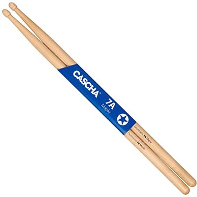 Cascha Maple 7A Baquetas para baquetas de madera (12 pares de palos de madera de arce, diseño de cabeza de bellota) Cascha Maple 7A Baquetas para baquetas de madera (12 pares de palos de madera de arce, diseño de cabeza de bellota)