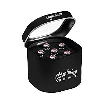 Martin C F Bridge Pins Liquid Metal Chrome/Red Inlay 6 Tin Martin C F Bridge Pins Liquid Metal Chrome/Red Inlay 6 Tin