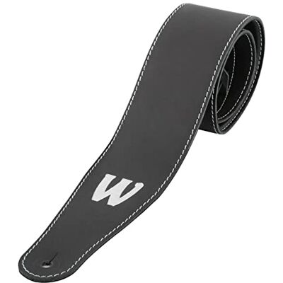Warwick Teambuilt Correa de piel para bajo (repujado), color negro y plateado Warwick Teambuilt Correa de piel para bajo (repujado), color negro y plateado