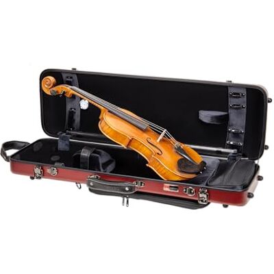 Crossrock Estuche rectangular de policarbonato para violín 4/4 de tamaño completo, acabado rojo mate, higrómetro, bolsa de música, almacenamiento de accesorios, carcasa dura ligera, color rojo Crossrock Estuche rectangular de policarbonato para violín 4/4 de tamaño completo, acabado rojo mate, higrómetro, bolsa de música, almacenamiento de accesorios, carcasa dura ligera, color rojo