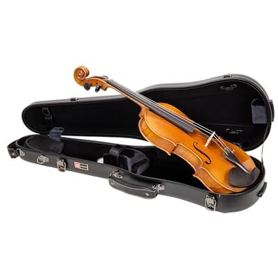 Crossrock Estuche de violín con forma de policarbonato para 4/4 tamaño completo, acabado negro mate, higrómetro, almacenamiento de accesorios, carcasa rígida ligera para viajes diarios Crossrock Estuche de violín con forma de policarbonato para 4/4 tamaño completo, acabado negro mate, higrómetro, almacenamiento de accesorios, carcasa rígida ligera para viajes diarios