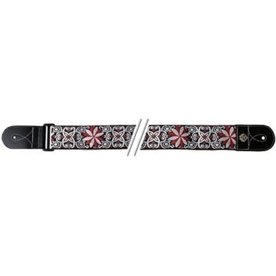 GEWA Fire&Stone Correa para guitarra, edición Folklore Jacquard, color rojo/blanco GEWA Fire&Stone Correa para guitarra, edición Folklore Jacquard, color rojo/blanco