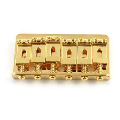 Allparts ® » NO-TREMOLO STEEL BRIDGE FOR STRAT®"Puente no trémolo para guitarra eléctrica de Strat®-Style Acabado: Gold Allparts ® » NO-TREMOLO STEEL BRIDGE FOR STRAT®"Puente no trémolo para guitarra eléctrica de Strat®-Style Acabado: Gold