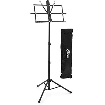 Tiger Soporte de metal, fácil de plegar, con bolsa de transporte, color negro Tiger Soporte de metal, fácil de plegar, con bolsa de transporte, color negro