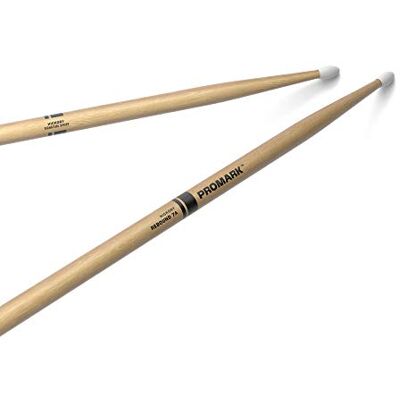 Promark Baquetas Rebound 7A Hickory, punta ovalada de nylon, 1 par Promark Baquetas Rebound 7A Hickory, punta ovalada de nylon, 1 par