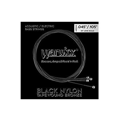 Warwick Black Nylon Tapewound Acoustic/Electric Juego de cuerdas de bajo (4 cuerdas, medianas, 105 pulgadas, escala larga) Warwick Black Nylon Tapewound Acoustic/Electric Juego de cuerdas de bajo (4 cuerdas, medianas, 105 pulgadas, escala larga)