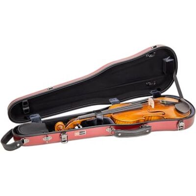 Crossrock Estuche de violín con forma de policarbonato para 4/4 tamaño completo, acabado rojo mate, higrómetro, almacenamiento de accesorios, carcasa rígida ligera para viajes diarios Crossrock Estuche de violín con forma de policarbonato para 4/4 tamaño completo, acabado rojo mate, higrómetro, almacenamiento de accesorios, carcasa rígida ligera para viajes diarios