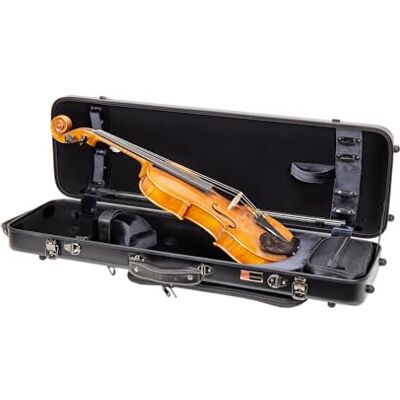 Crossrock Estuche rectangular de policarbonato para violín 4/4 de tamaño completo, acabado negro mate, higrómetro, bolsa de música, almacenamiento de accesorios, carcasa dura ligera, color negro Crossrock Estuche rectangular de policarbonato para violín 4/4 de tamaño completo, acabado negro mate, higrómetro, bolsa de música, almacenamiento de accesorios, carcasa dura ligera, color negro