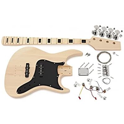 gear4music Guitarworks Bajo DIY Kit Pro con clavijero inacabado Cuerpo ligero de fresno para una excelente resonancia, mástil de arce 20 trastes para el sustain gear4music Guitarworks Bajo DIY Kit Pro con clavijero inacabado Cuerpo ligero de fresno para una excelente resonancia, mástil de arce 20 trastes para el sustain