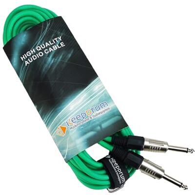 keepdrum GC004GR Cable jack para guitarra (6,35 mm, 9 m), color verde keepdrum GC004GR Cable jack para guitarra (6,35 mm, 9 m), color verde