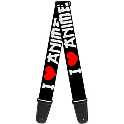 Buckle-Down correa para guitarra, I"Heart" ANIME Bold Black/White/Red Buckle-Down correa para guitarra, I"Heart" ANIME Bold Black/White/Red