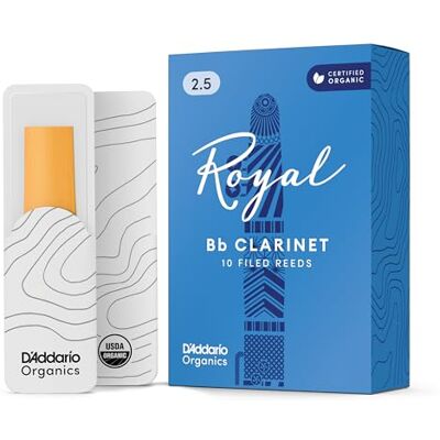 D'Addario Royal Organic Cañas para Clarinete Sib Fuerza 2.5, Paquete de 10 D'Addario Royal Organic Cañas para Clarinete Sib Fuerza 2.5, Paquete de 10