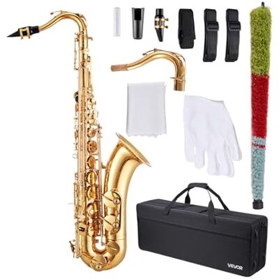 VEVOR Saxofón Tenor en Si Bemol, Juego de Saxofón Bend con Estuche, Boquilla, Correas, Paño de Limpieza, Guantes, Correa para el cuello, 23 Teclas para Músicos de Todos Los Niveles, Dorado VEVOR Saxofón Tenor en Si Bemol, Juego de Saxofón Bend con Estuche, Boquilla, Correas, Paño de Limpieza, Guantes, Correa para el cuello, 23 Teclas para Músicos de Todos Los Niveles, Dorado