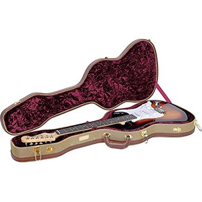 Crossrock Estuche de Madera rígida para Guitarras eléctricas Tipo Telecaster y Stratocaster con Correas Desmontables para el Hombro, Tweed () Crossrock Estuche de Madera rígida para Guitarras eléctricas Tipo Telecaster y Stratocaster con Correas Desmontables para el Hombro, Tweed ()