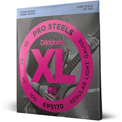 D'Addario Bass Guitar Strings, XL Pro Steels, , Long Scale, Regular Light Gauge 45-100, 4-String Set, Pack de 1 D'Addario Bass Guitar Strings, XL Pro Steels, , Long Scale, Regular Light Gauge 45-100, 4-String Set, Pack de 1