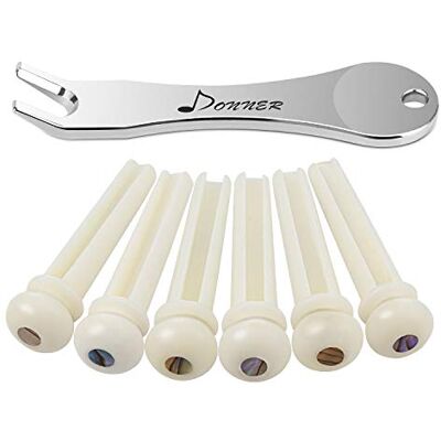 Donner Puente Hueso Real para Guitarra Acústica Pasadores de Clavijas Hueso Puente Pins con Incrustación de Puntos de Abulón (6 Unidades) Donner Puente Hueso Real para Guitarra Acústica Pasadores de Clavijas Hueso Puente Pins con Incrustación de Puntos de Abulón (6 Unidades)
