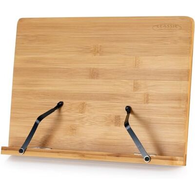 Classic Cantabile Atril De Mesa De Bambú Grande, 68° y 77°), 7 cm x 26 Atril de mesa estable de bambú, 2 pinzas con resorte para fijar hojas sueltas, 68° y 77°), Muy compacto para transportar Classic Cantabile Atril De Mesa De Bambú Grande, 68° y 77°), 7 cm x 26 Atril de mesa estable de bambú, 2 pinzas con resorte para fijar hojas sueltas, 68° y 77°), Muy compacto para transportar