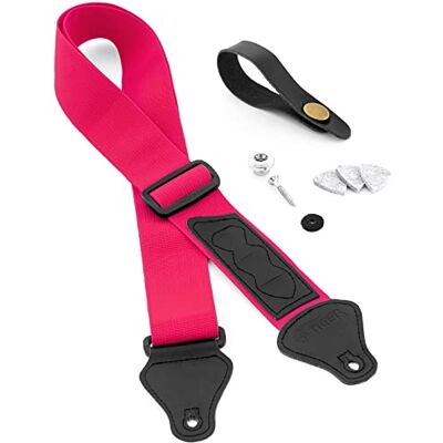Tiger Correa para ukelele (incluye correa, corbata para el cuello, botón de correa, pin final y 3 púas de fieltro, apto para soprano, concierto, tenor y barítono), color rosa Tiger Correa para ukelele (incluye correa, corbata para el cuello, botón de correa, pin final y 3 púas de fieltro, apto para soprano, concierto, tenor y barítono), color rosa