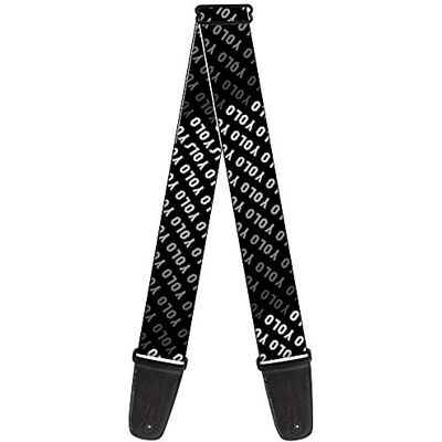 Buckle-Down Correa para guitarra con hebilla – YOLO Diagonal Negro/Gris/Blanco – 2" de ancho – 29-54" de longitud Buckle-Down Correa para guitarra con hebilla – YOLO Diagonal Negro/Gris/Blanco – 2" de ancho – 29-54" de longitud