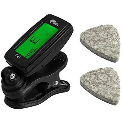 Tiger Ukelele Tuner y fieltro Plectrums Accesorios Pack T-47 Sintonizador Cromático y 2 Púas de Fieltro Tiger Ukelele Tuner y fieltro Plectrums Accesorios Pack T-47 Sintonizador Cromático y 2 Púas de Fieltro
